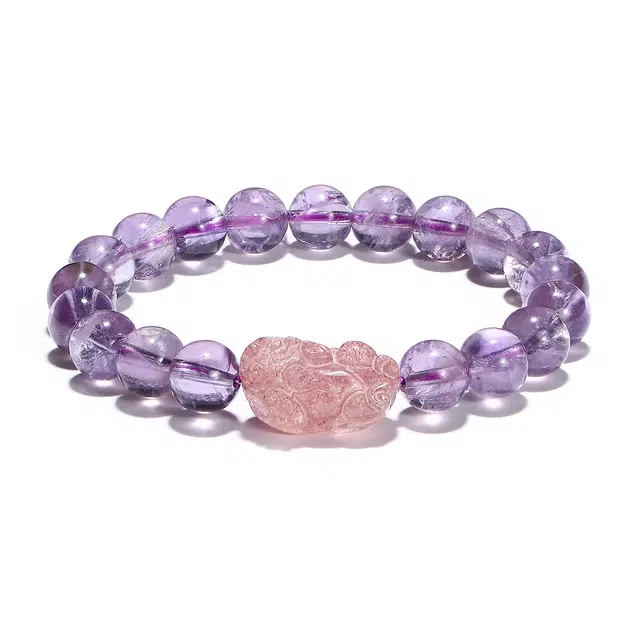 【官方已过香】 普陀山文创 紫定有钱花个性小众紫气东来转运珠草莓晶貔貅招财纳福接正财旺事业#好运 紫水晶 手串 男女同款情侣款