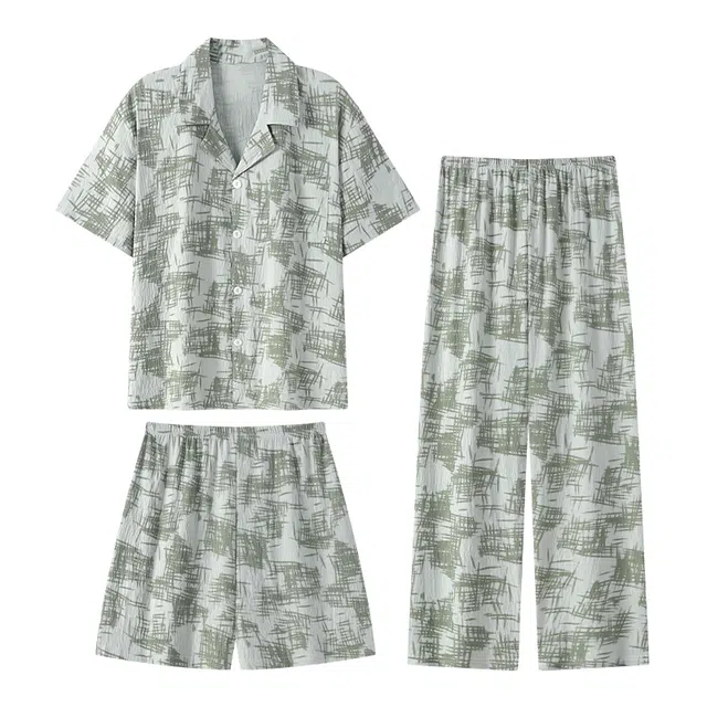 好福份 翻领短袖清新简约休闲时尚款睡衣套装 男款