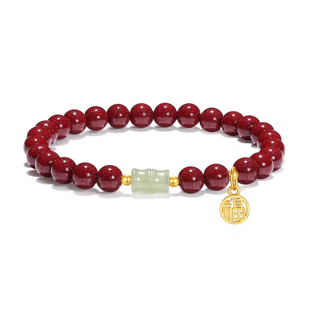 【普陀山官方已过香】 普陀山文创 国潮风 考试上岸竹节转运珠 运气极佳 朱砂 手串 男女同款情侣款