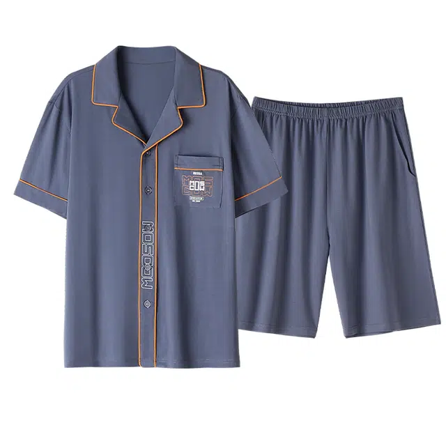 睦隆世家 凉感短袖家居服薄款可外穿睡衣套装 男款