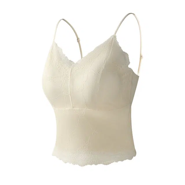 欧迪芬 透气柔软亲肤蕾丝性感花边全覆盖无痕一体式免穿内衣夏季背心 女款