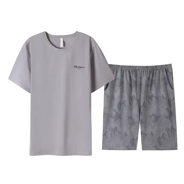 睦隆世家 薄款圆领凉感短袖家居服短裤夏季睡衣套装 男款