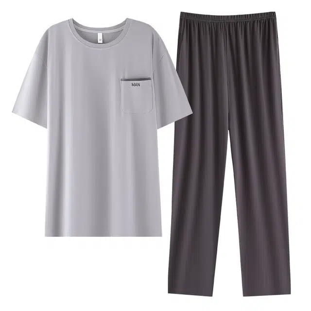 睦隆世家 短袖凉感薄款大码家居服睡衣套装 男款