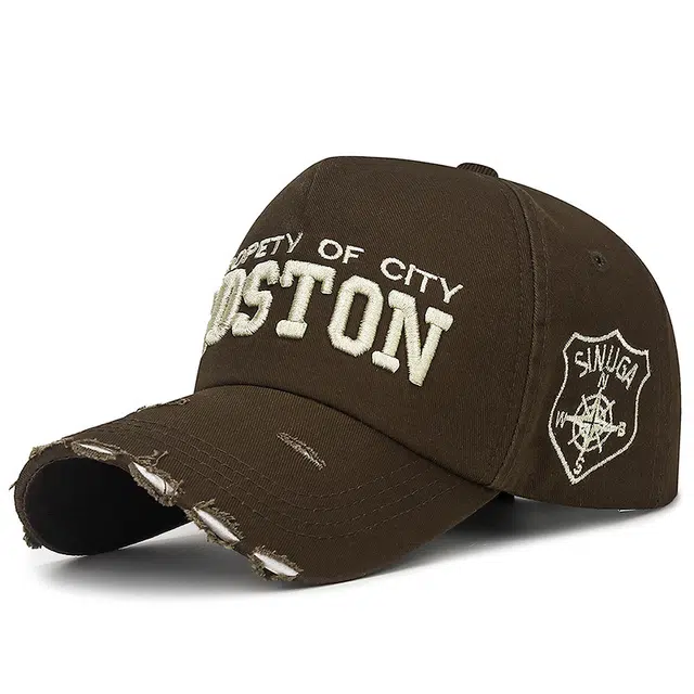 俞兆林 飞边破洞做旧帽子韩版立体刺绣休闲春秋季遮阳帽 棉 鸭舌帽 男女同款情侣款