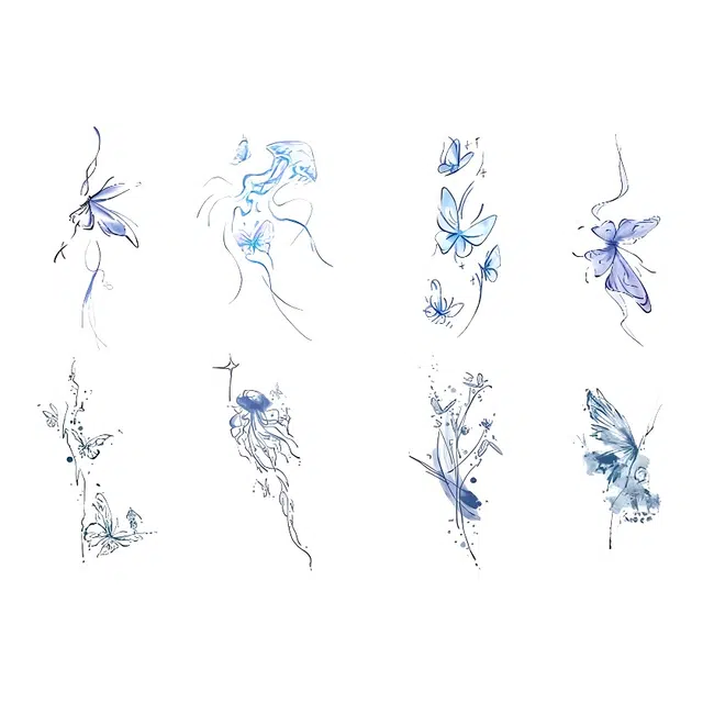 计轩  蓝色高颜值纹身贴 防水持久