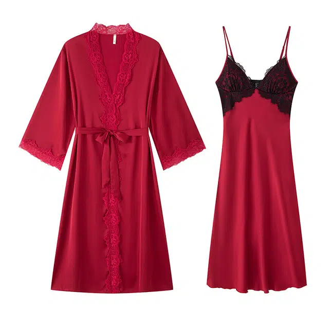 好福份 带胸垫纯色拼接时尚亲肤气质家居服睡衣套装 女款