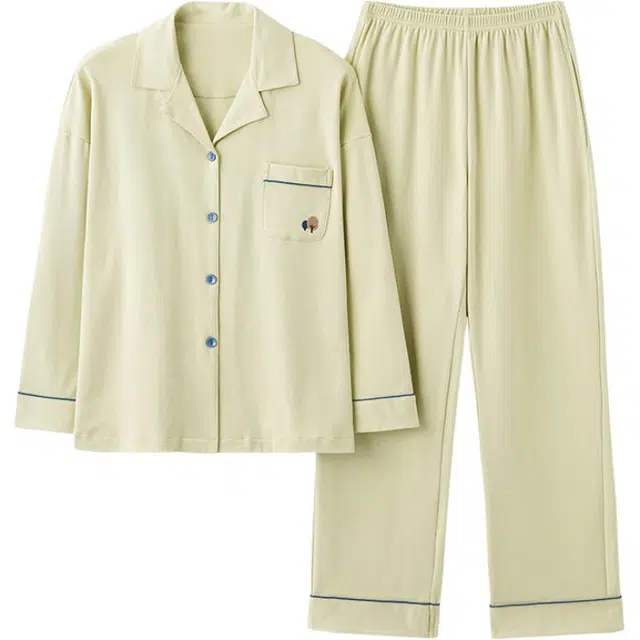 睦隆世家 纯色舒适长袖可外穿家居服睡衣套装 女款