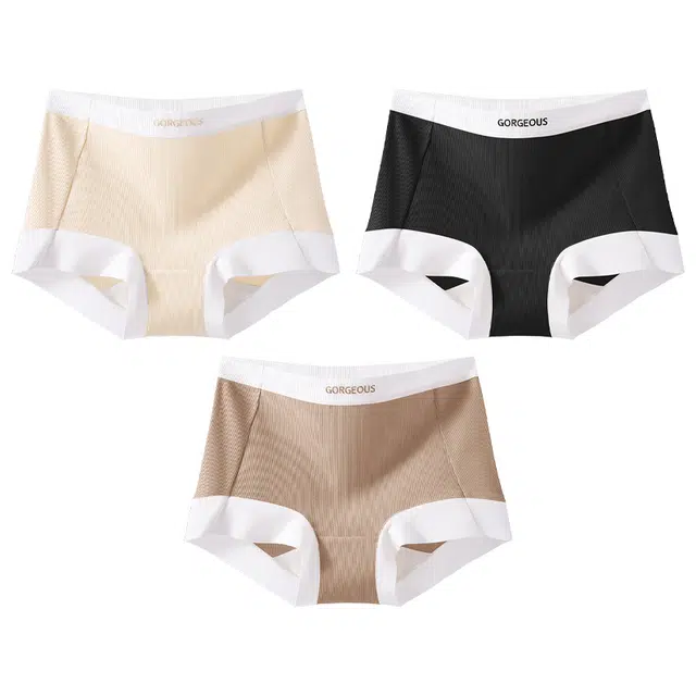 二三二三 柔软亲肤不卷边不卡档不夹臀不勒肉透气抑菌三角裤撞色字母极简风时尚简约内裤 女款 组合装