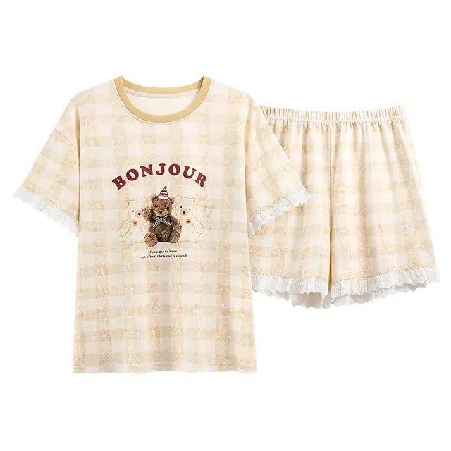 睦隆世家 卡通加大码家居服短袖短裤薄款睡衣套装 女款