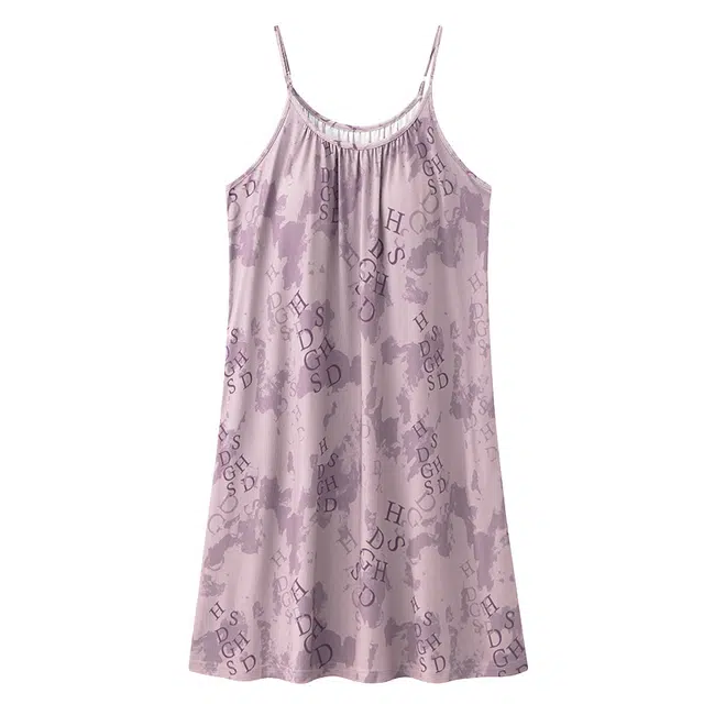 俏韵 吊带无袖带胸垫印花简约休闲风家居服可外穿睡裙 女款
