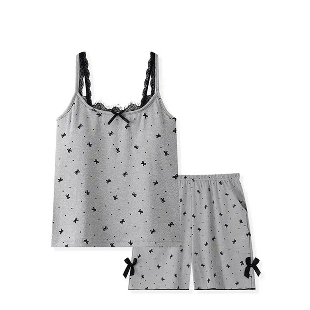 俏韵 吊带时尚可外穿性感短裤纯欲风带胸垫家居服可外穿睡衣套装 女款