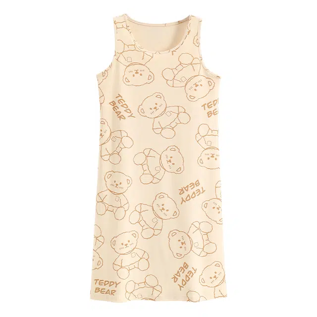 睦隆世家 无袖吊带背心可外穿休闲家居服带胸垫夏季睡裙 女款