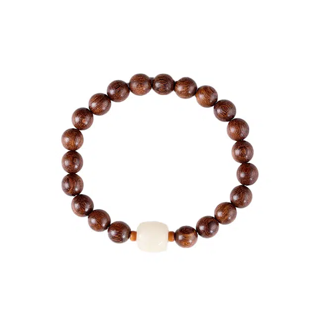 郁馨 中式美学棱形顶珠盘玩手饰禅意简约高级感 转运招财纳福古典 步步高升#好运 金丝檀木 手串 男女同款情侣款