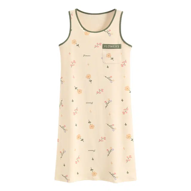 睦隆世家 带胸垫可外穿休闲家居服无袖吊带背心夏季睡裙 女款