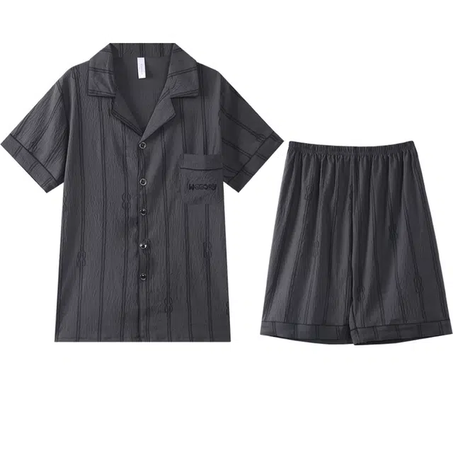 向薇 云朵棉夏季短袖五分短裤薄款家居服夏天男士大码睡衣套装 男款