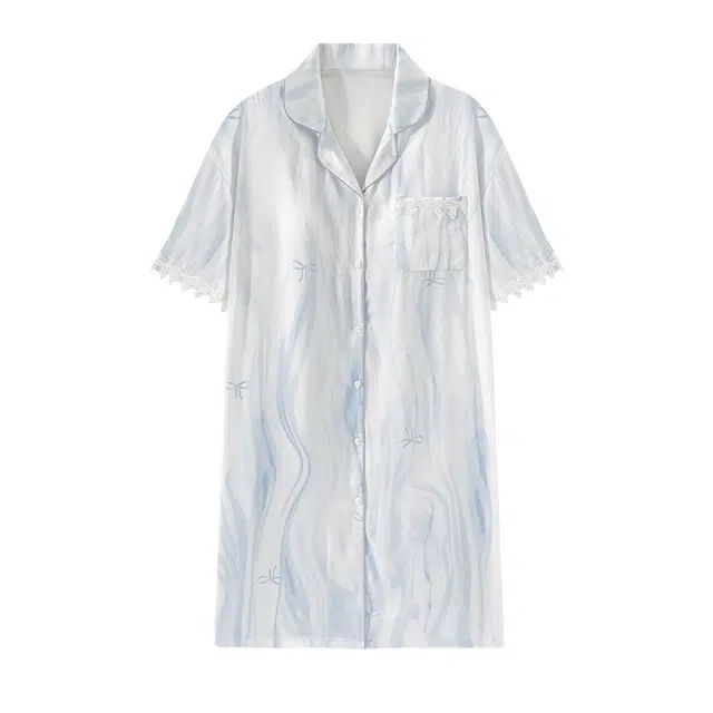 欧诗帛 凉感短袖韩版可外穿带胸垫甜美家居服睡裙 女款