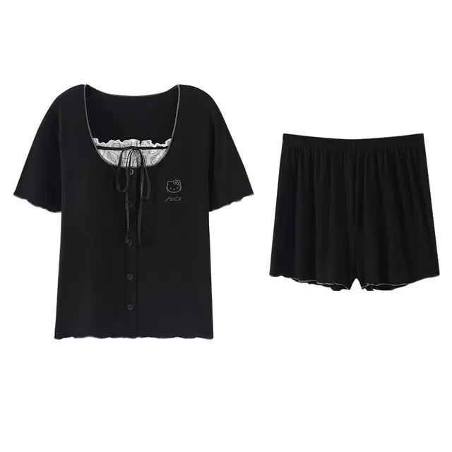 欧诗帛 亲肤系列 带胸垫凉感短袖家居服甜美可外穿睡衣套装 女款