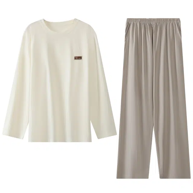 顶瓜瓜 圆领简约气质休闲家居服睡衣套装 男款