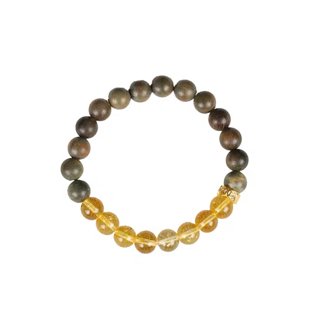 镯瑾 新中式国潮风金珠招财 纳福 多财多福 水逆退散 复古文艺转运 绕指柔佛珠文玩盘玩#好运 绿檀 手串 男女同款情侣款