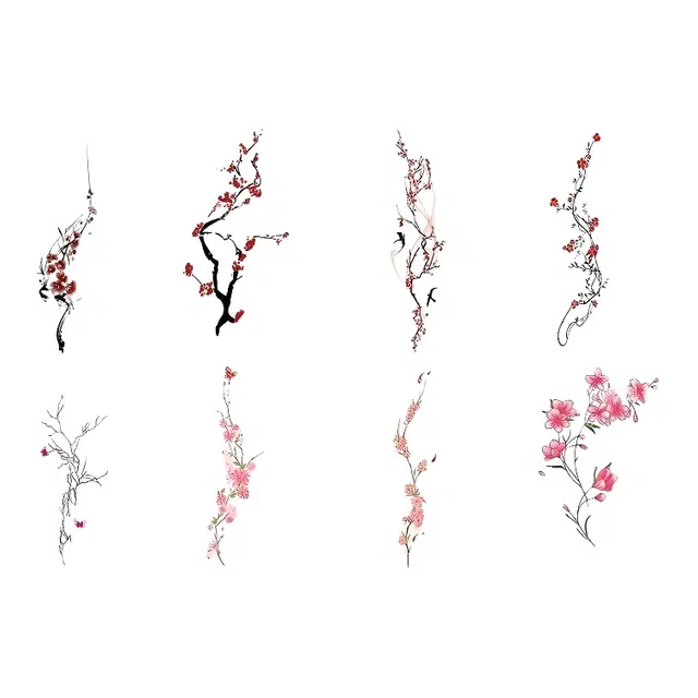 计轩  高颜值桃花蝴蝶中式纹身贴