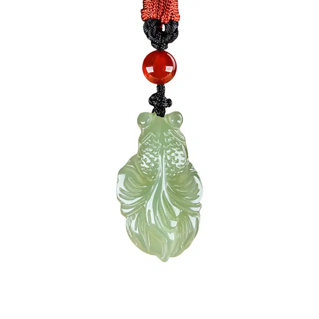 舒杰 【锦鲤护体】中式国风转运可爱锦鲤轻奢毛衣链#好运 和田玉项链 青白玉 男女同款情侣款