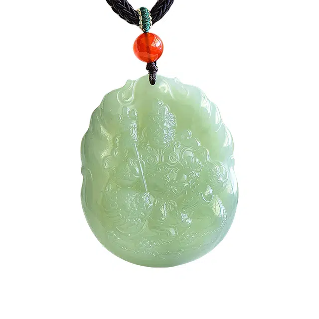 舒杰 【玉见财神】国潮风精雕招财转运财神高级感设计毛衣链#好运 和田玉项链 青白玉 男女同款情侣款