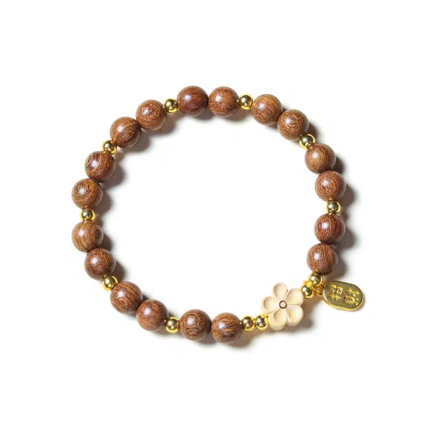 【招桃花】 芳缘小傅 月老赐福复古文艺手饰 新中式佛珠转运珠国风禅意小清新纳福有钱花串珠旺桃花#好运 金丝檀木 木作手串 男女同款情侣款