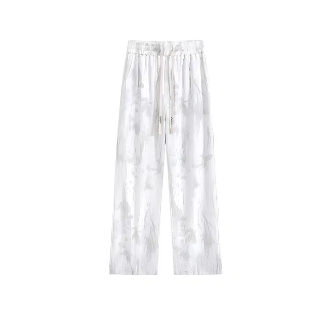 加荣 大码透气凉感速干冰丝裤潮流新中式设计感宽松直筒阔腿裤青少年户外运动裤裤子垂感休闲裤 男女同款