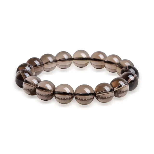 谧月珠宝 低调奢华复古简约茶色出尘气质显白轻奢墨色转运珠时来运转水逆退散治愈能量手饰好运天然 茶晶 手串 男女同款情侣款