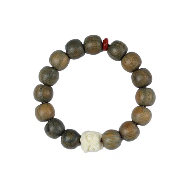 郁馨 过手留香大颗粒盘玩佛珠简约复古民族风鸿运当头醒狮瑞兽招财纳福静心手捻 招财进宝#好运 绿檀 手串 男女同款情侣款