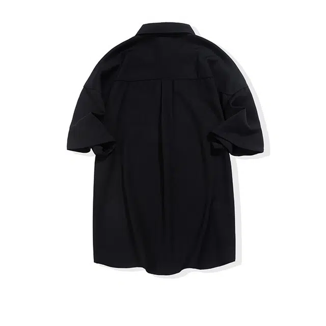 欧路得 日系简约薄款痞帅衬衣休闲百搭舒适纯色设计感翻领短袖衬衫 男款