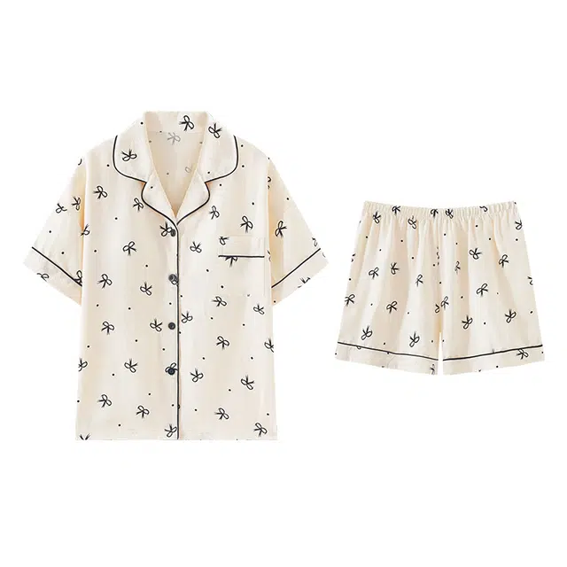 欧诗帛 亲肤系列 高颜值可外穿韩版甜美带胸垫短袖家居服睡衣套装 女款