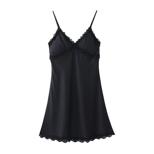 向薇 凉感系列 吊带自带胸垫防凸点可外穿无袖纯欲睡裙 女款