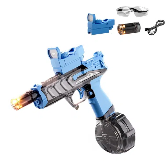 酷毛鸭 火光冰鼠电动水枪喷水泼水水枪脉冲打水仗 电动连发高压水枪大容量远射程呲水枪联动回膛带火帽水枪 玩具