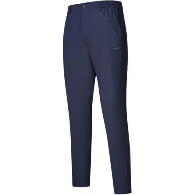 鸿星尔克 综训系列 舒适简约百搭纯色拉链直筒透气针织运动裤 男款 黑曜蓝