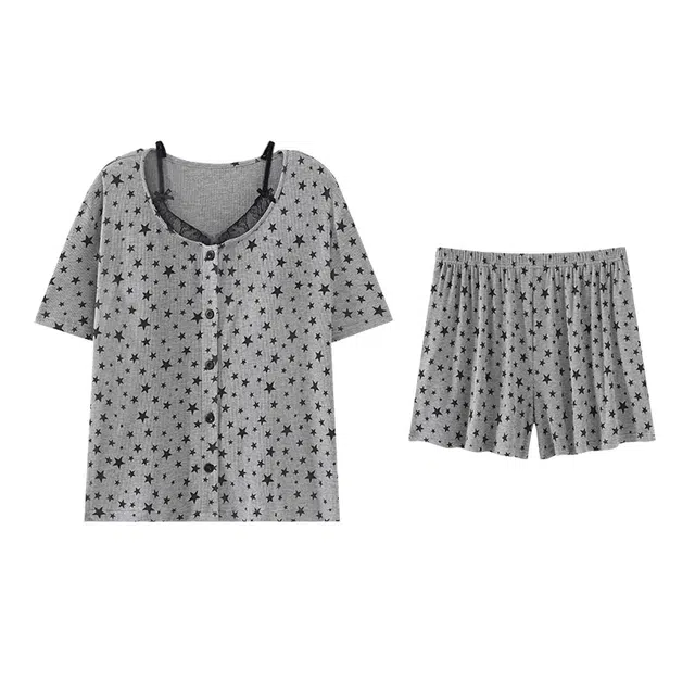 欧诗帛 亲肤系列 凉感短袖家居服带胸垫可外穿睡衣套装 女款