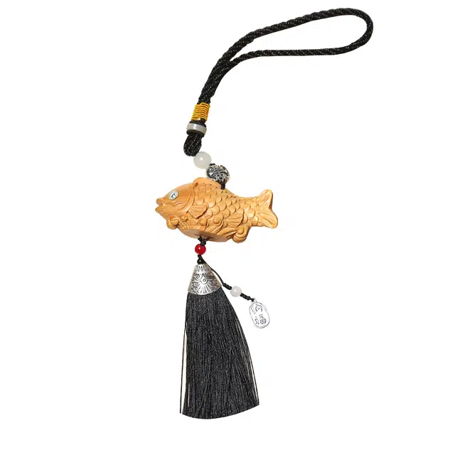 天纵 新中式年年有余文玩吉祥物  锦鲤跃龙门 好运常伴 旺事业学业上岸转运 崖柏 木作把件 男女同款情侣款