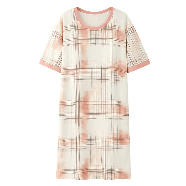 俏韵 圆领夏季款短袖简约薄款舒适休闲家居服可外穿睡裙 女款