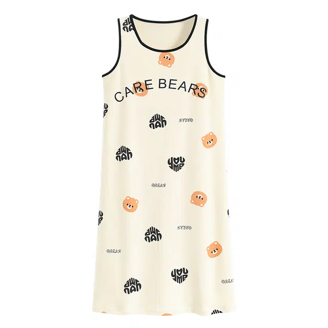 睦隆世家 夏季休闲家居服无袖吊带背心裙子可外穿薄款带胸垫睡裙 女款