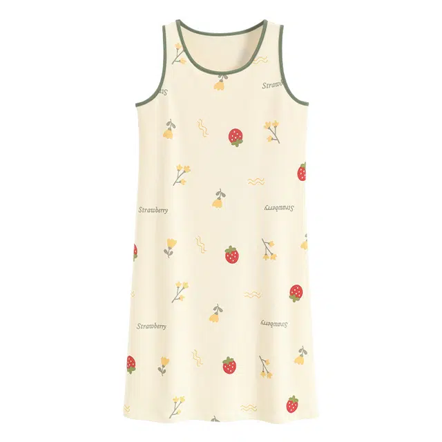 睦隆世家 吊带背心裙子可外穿夏季带胸垫无袖休闲家居服薄款睡裙 女款