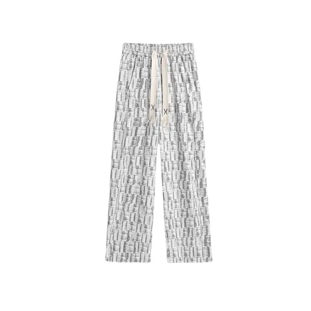 加荣 港风凉爽透气速干冰丝薄款宽松直筒阔腿微喇潮牌高街户外拖地休闲裤 男女同款