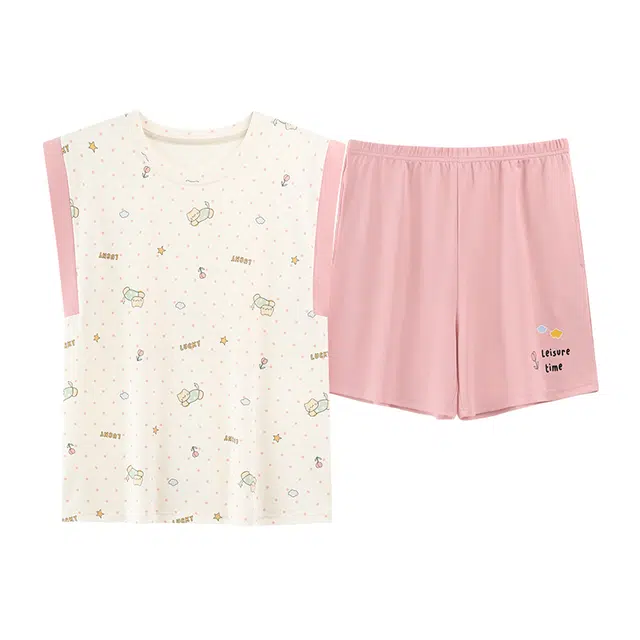 睦隆世家 无袖背心可外穿家居服三分裤夏季睡衣套装 女款