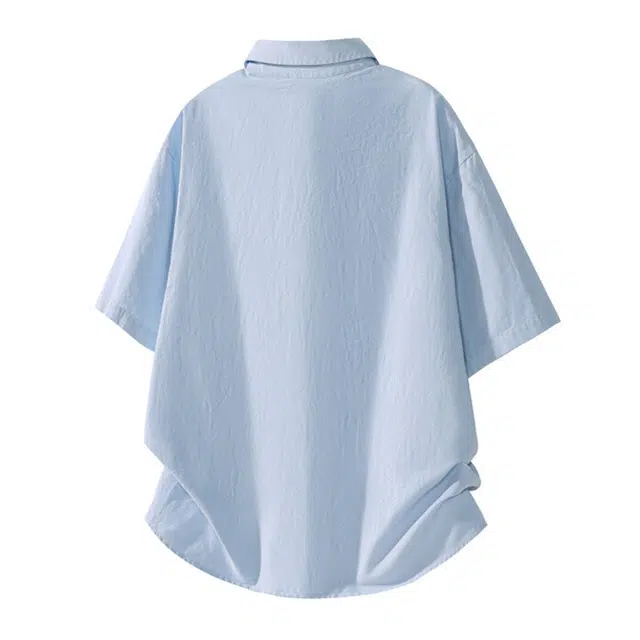 【dme】 百搭简约韩系宽松休闲防晒纯棉短袖衬衫 男女同款