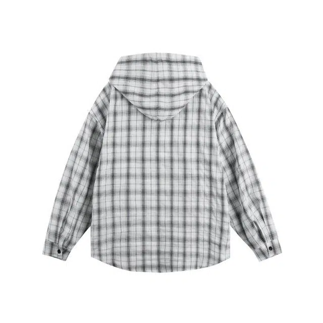 棉基因 空调服轻薄外套美式复古格子防晒服速干连帽潮流搭配上衣夏季长袖衬衫 男女同款