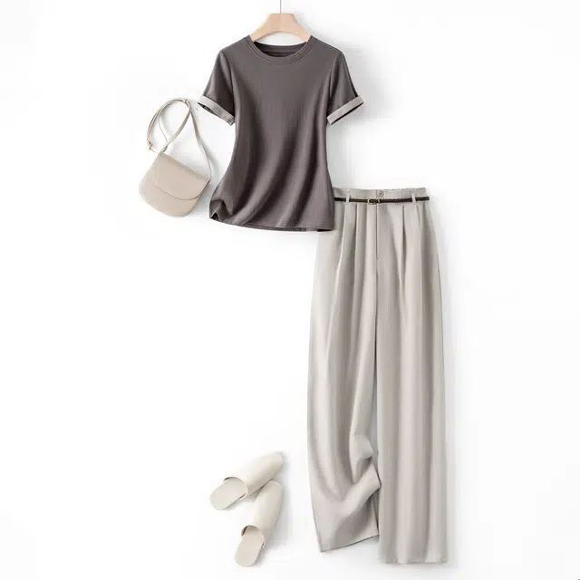 潞优野 高级感时髦显瘦上衣长裤两件套休闲套装 女款