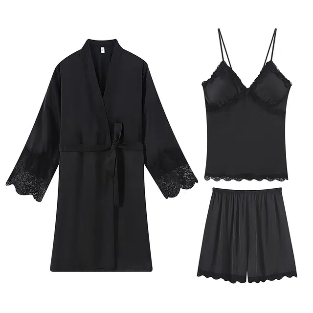 俞兆林 带胸垫纯色薄款凉感冰丝休闲家居服睡衣套装 女款