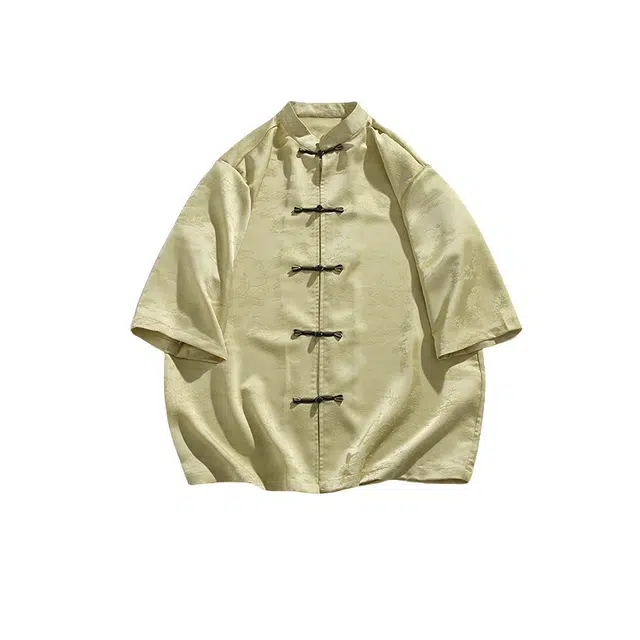加荣 薄款宽松休闲高端透气慵懒设计感短袖衬衫 男女同款