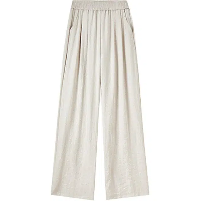 潞优野 松紧腰及地长裤高腰宽松休闲裤 女款