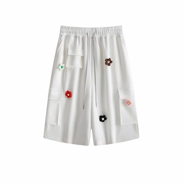 颂希尔 花卉设计高级感多口袋宽松百搭帅气休闲短裤 男女同款