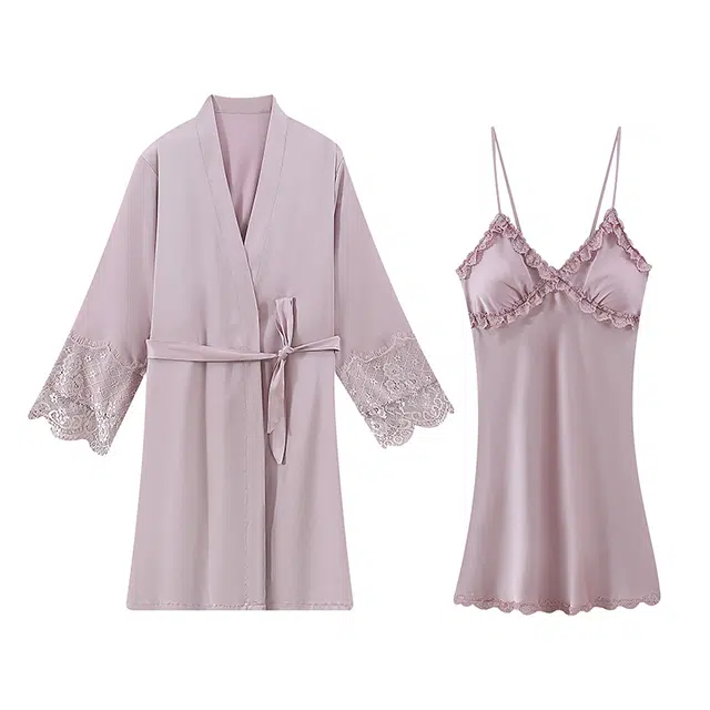 俞兆林 薄款带胸垫柔软凉感冰丝休闲家居服睡衣套装 女款